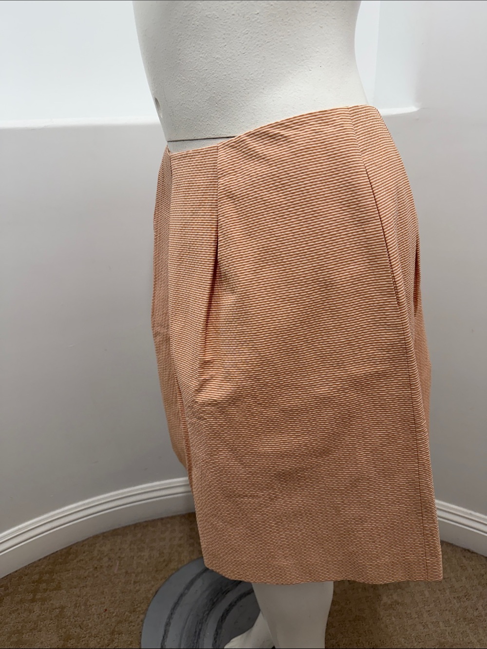 Worth New York Skirt 14 NWT $198 Curry Stripe Pleated Fit Flare Cotton - Picture 7 of 9